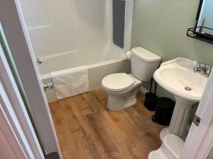 a bathroom with a toilet and a sink at The Plain Jane-Simple Comfort in Walla Walla Valley Wine Country in Walla Walla +21 photos