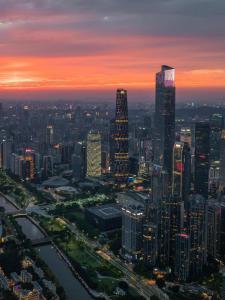 Γενική άποψη της πόλης Γκουανγκζού ή θέα της πόλης από  αυτό το ξενοδοχείο