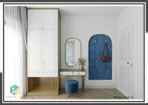 a room with a dressing table and a mirror at Villa Malibu Tropicana Hồ Tràm in Xuyên Mộc