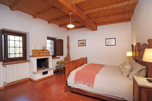 a bedroom with a bed and a fireplace at La casa dei Giardini, Bioglio in Bioglio