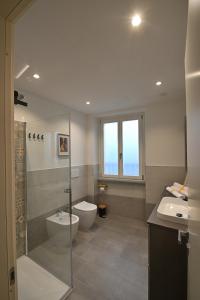 Casa PORTA LANERO di Francesco e Alessandro في نيتسا مونفيراتو: حمام مع دش ومرحاض ومغسلة