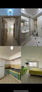a collage of three pictures of a kitchen at Studio à louer - Kélibia centre ville in Kelibia