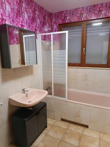 a bathroom with a sink and a shower at alsacecoeur in Ungersheim