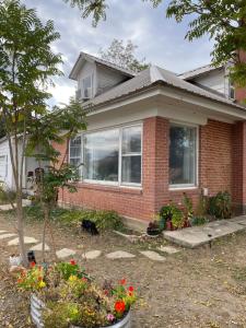 een huis met een kat die in de voortuin zit bij The Desert Farm in Escalante