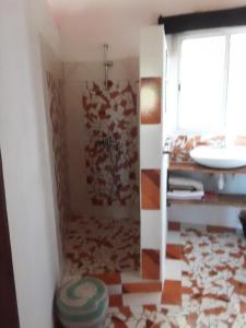 un bagno con doccia e lavandino di Villa 150 mètres Océan a Cap Skirring