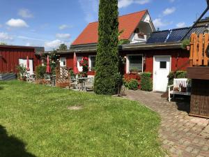 a house with a tree and a grass yard at Alte Schmiede Putbus in Putbus