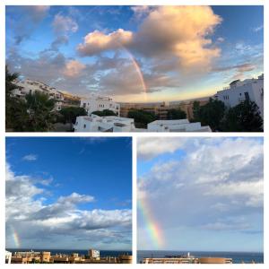 Cuatro vistas diferentes de un arcoíris en el cielo. en AlaMar Cala Mijas Relax Premium Panoramic Sea Views SemiPenthouse, en La Cala de Mijas