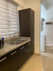 Departamento en Santo Domingo في سانتو دومينغو: مطبخ مع حوض بجانب نافذة