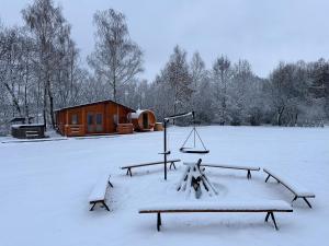 Ranczo Rogowo jacuzzi sauna łowisko v zimě