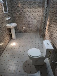 een badkamer met toilet en wastafel bij Hôtel auberge Sankaranka in Abémé