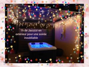 an exhibit of a hot tub in a room with lights at Domaine Chante-Cevennes in Frouzet