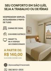 a poster for a hotel room with a bed at Pousada Primavera Cohajap in São Luís