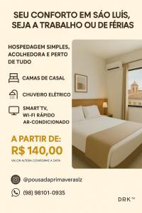 a poster for a hotel room with a bed at Pousada Primavera Cohajap in São Luís