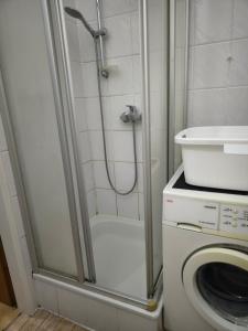 Et badeværelse på Wohnung in Steyr - mit Parkplatz & 2 Schlafzimmer