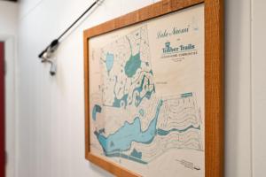 a framed map hanging on a wall at Chic 2 BD 2 BA Near Skiing Fireplace etc in Pocono Pines