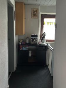 a small kitchen with a counter and a window at Corner Haus Large Room in Schnaittach +1 photo