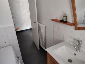 a bathroom with a sink and a mirror at Appartement plein centre in Saint-Étienne