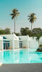 a large swimming pool with palm trees in the background at Sababa Resort El paredon in El Paredón Buena Vista