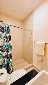 普拉亚卡门Departamento Itzae的带淋浴、马桶和水槽的浴室