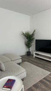 un soggiorno con divano e TV a schermo piatto di Casa Verona a Landstuhl