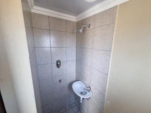 a bathroom with a shower with a toilet in it at Bird Retreat in Zeekoevlei +2 photos