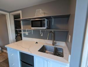 Kuchyň nebo kuchyňský kout v ubytování Modern Tiny Wood Cottage #2