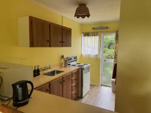 a kitchen with a sink and a stove top oven at Buena Vista in Geraldine