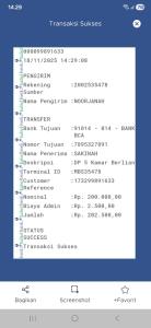 a screenshot of a cell phone screenshot of the transfer request survey at Berlian Guest House Syari'ah in Martapura