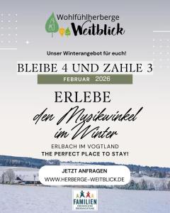 a flyer for the wolfgang wintersteen weddble wintersteensteen forough winter at Wohlfühlherberge Weitblick in Erlbach