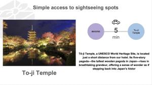 Una captura de pantalla de una página web con una imagen de una pagoda. en Hotel Imagine Kyoto, en Kioto