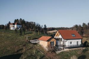 an aerial view of a house on a hill at Das Dietrich - Landhaus 62 in Leibnitz