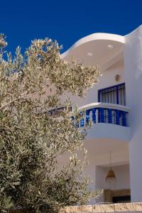 a white building with a tree in front of it at Catamaran Surf House in Imi Ouaddar