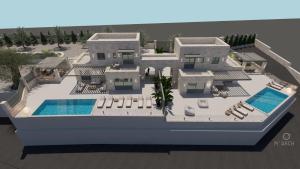 una riproduzione di una villa con piscina di Carob Luxury Stone Villas a Gavalochori Altre 33 foto