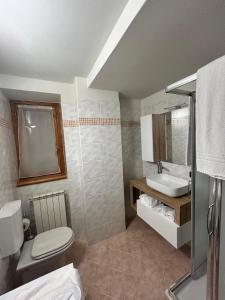 un baño con inodoro y lavabo en Arlecchino Apartment di Manenti Andrea, en Oltre il Colle