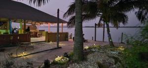 KachiouaneAnkel campement的海滩上,晚上有帐篷和棕榈树