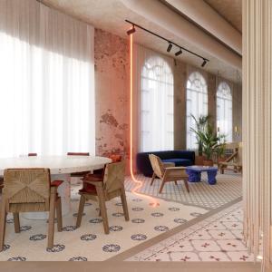 Et opholdsområde på Terreno Barrio Hotel