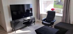 TV a/nebo společenská místnost v ubytování Sentralt beliggende leilighet