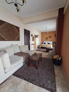 a living room with a couch and a bed at Enastron in Kalavrita