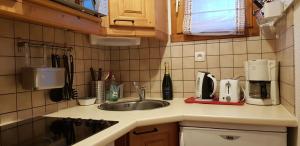 Køkken eller tekøkken på Le Skisud T3 sur les pistes - Puy St Vincent 1800 Massif de Ecrins