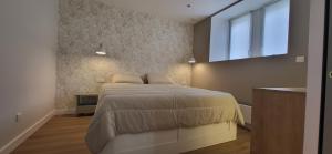 a bedroom with a large bed with a window at T2 Hyper-centre Brest CHU Morvan & Transports in Brest