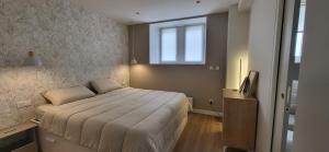 a bedroom with a large bed with a window at T2 Hyper-centre Brest CHU Morvan & Transports in Brest
