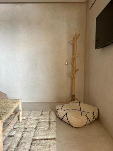 a room with a tree in the corner of a room at Tamonda in Tamraght Ouzdar