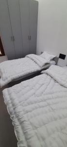 two beds are lined up in a room at Saran Homestay in Agra