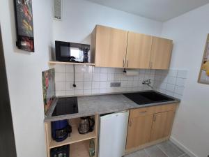 Køkken eller tekøkken på HoamatBlick Apartment mit Panoramahallenbad