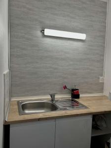 a kitchen with a sink and a counter top at Cocon en vieille ville in Nancy