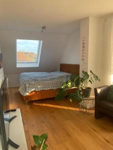 Кровать или кровати в номере Wohnung Nähe Clemenshospital