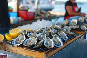 a bunch of oysters on display at a market at Maison Garesché - idéal télétravail & nature in Nieulle-sur-Seudre