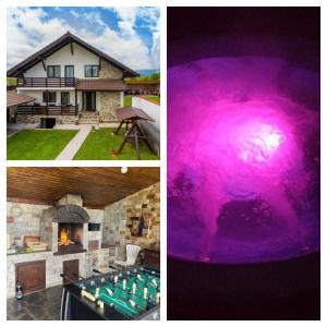 un collage di tre foto di una casa di Casa Andra si Denis a Novaci-Străini