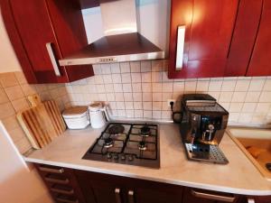 un bancone della cucina con una macchinetta del caffè su un piano cottura di Mare a Korčula Altre 3 foto