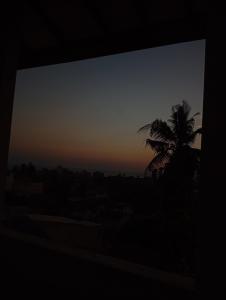 een silhouet van een palmboom bij zonsondergang bij Villa SeaLoom in Galle
